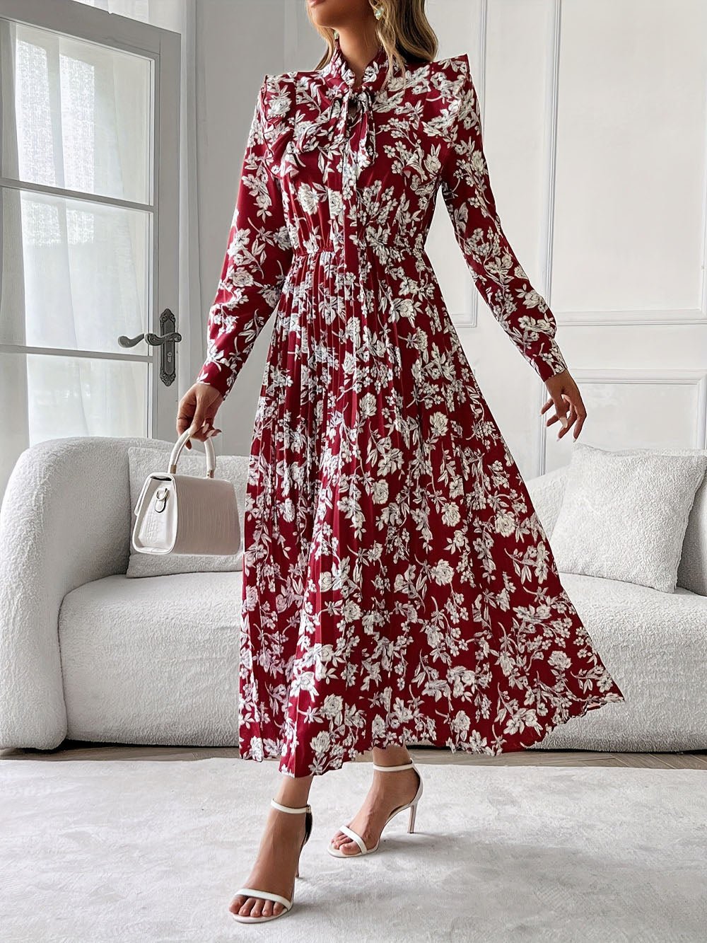 Alaia Long Sleeve Midi Dress Red / S Alaia Long Sleeve Midi Dress Red / S