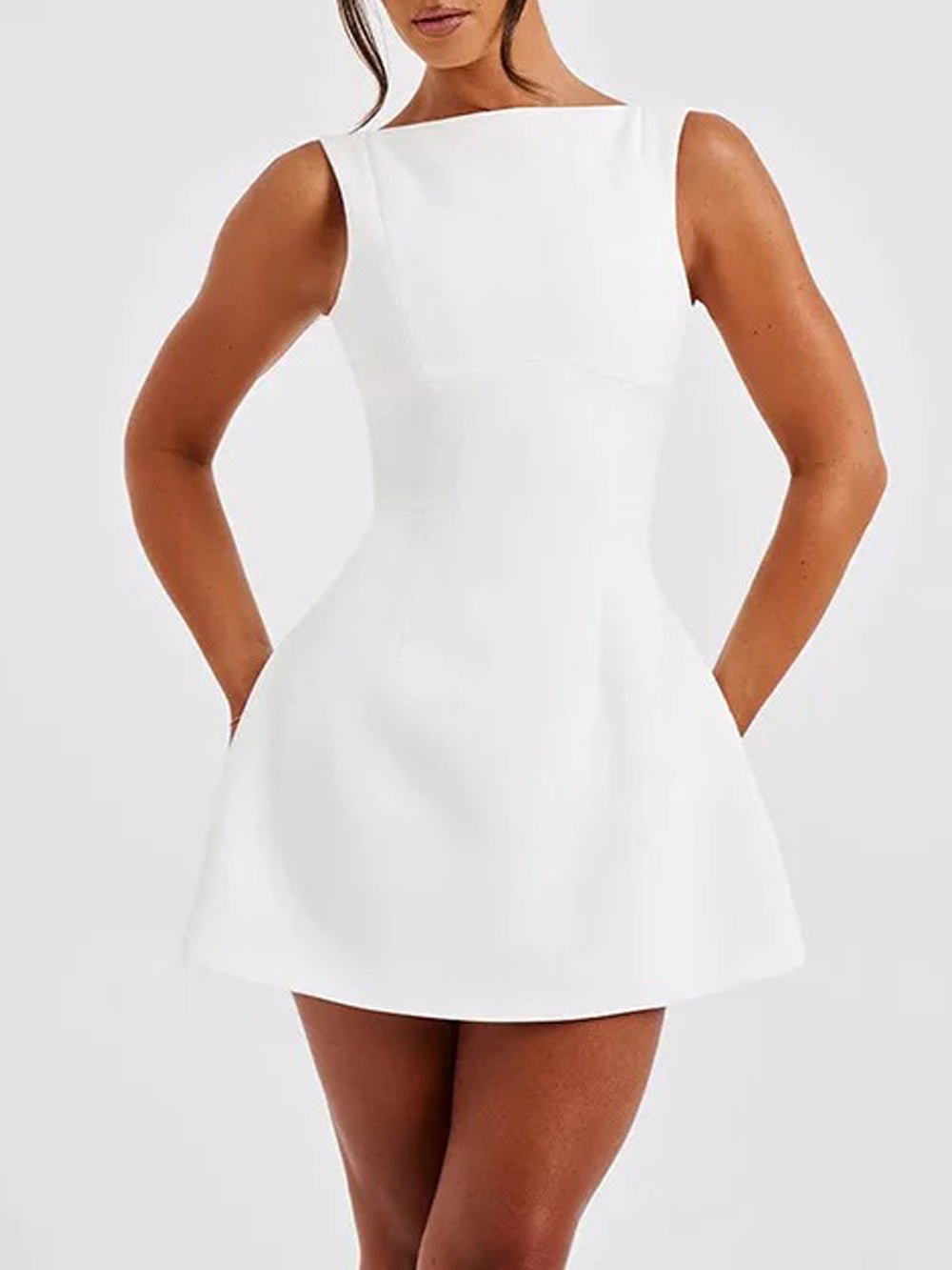 Sexy Slim-fitting Backless Dress Summer Sleeveless Short Dresses White / S Sexy Slim-fitting Backless Dress Summer Sleeveless Short Dresses White / S
