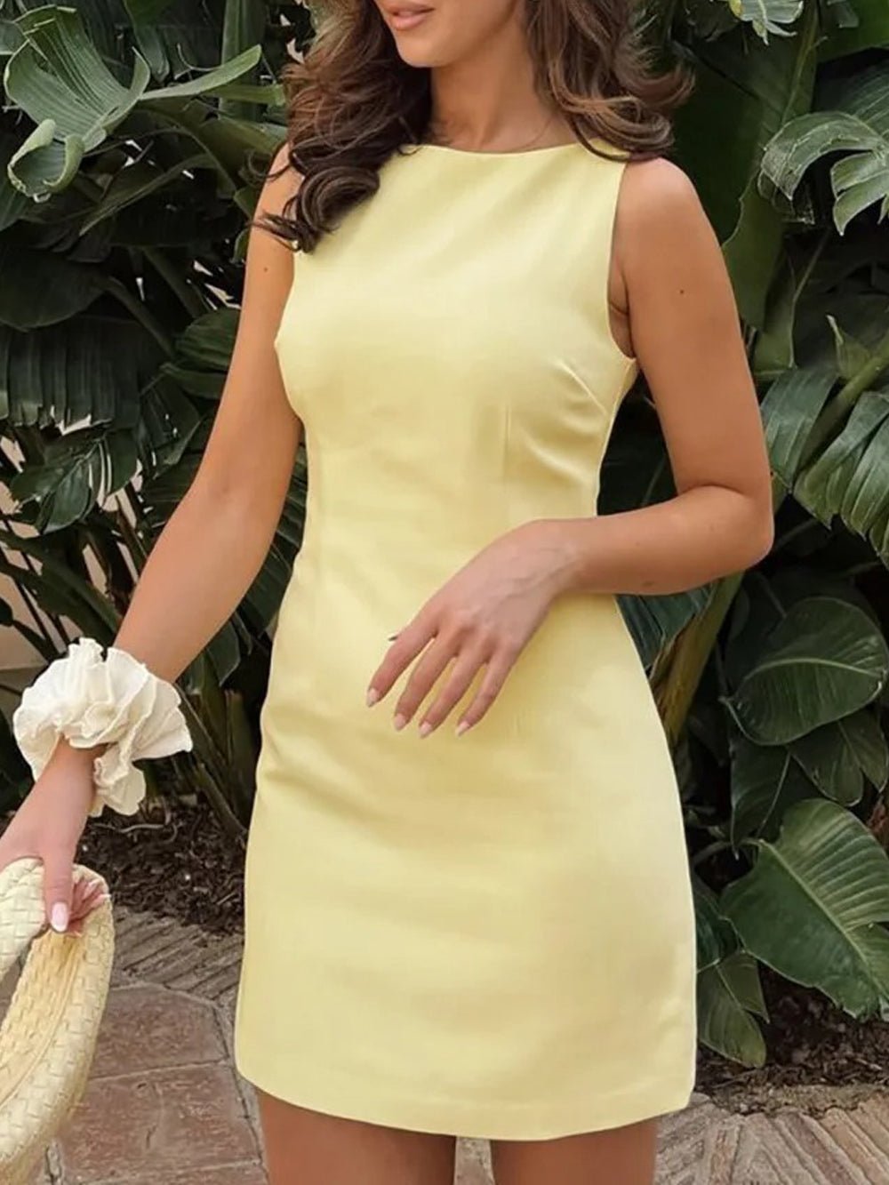 yellow bodycon mini dress Alanis Bustier Sequin night styling SHEIN Teen Girls Cream Yellow