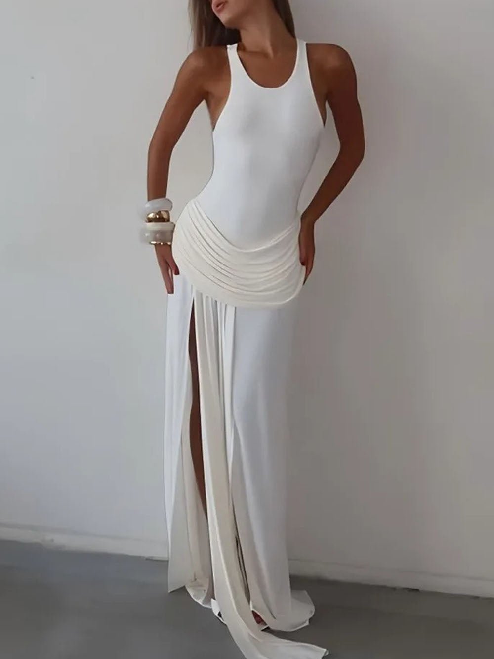 lena maxi dress Lena Maxi Dress, Italian Silk L / White