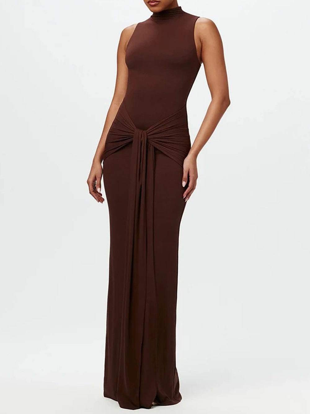 Ruched Bodycon Maxi Dress Coffee / S Ruched Bodycon Maxi Dress Coffee / S