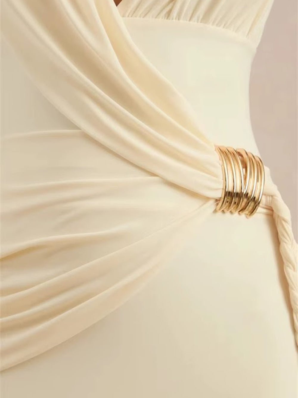 14Lucia Draped Hardware Gown Dress - Fashion Pov