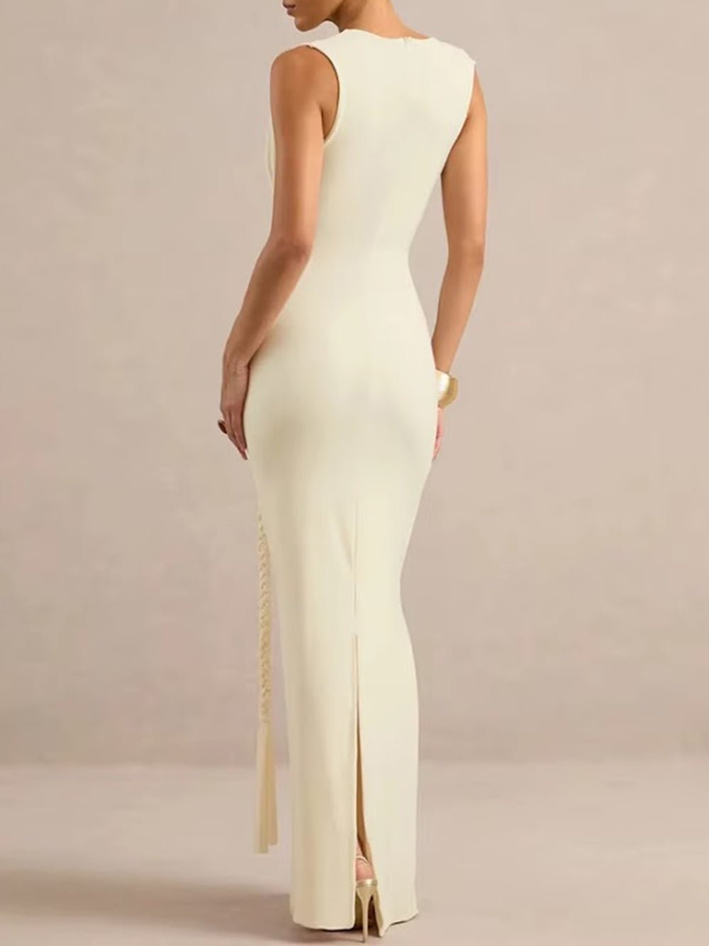 14Lucia Draped Hardware Gown Dress - Fashion Pov