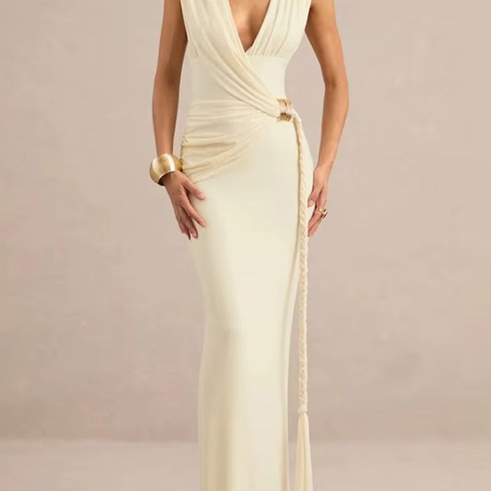 14Lucia Draped Hardware Gown Dress - Fashion Pov