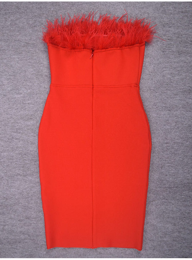 Jacqueline Feather Bodycon Midi Dress