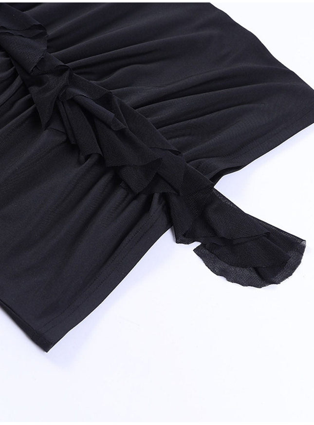 Faye Hollow Out Ruffle Mini Dress