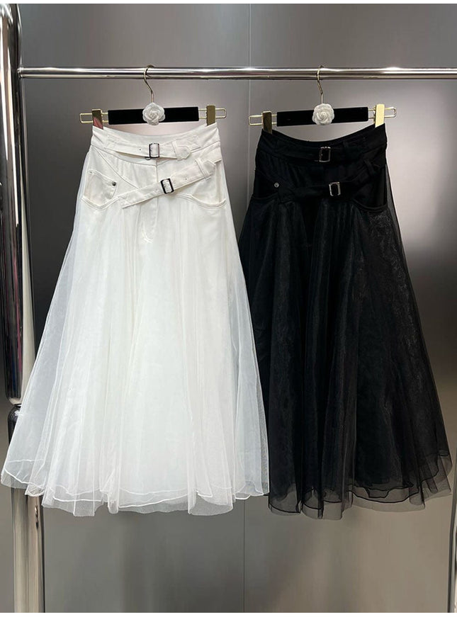 Monica Mesh Belt Skirt