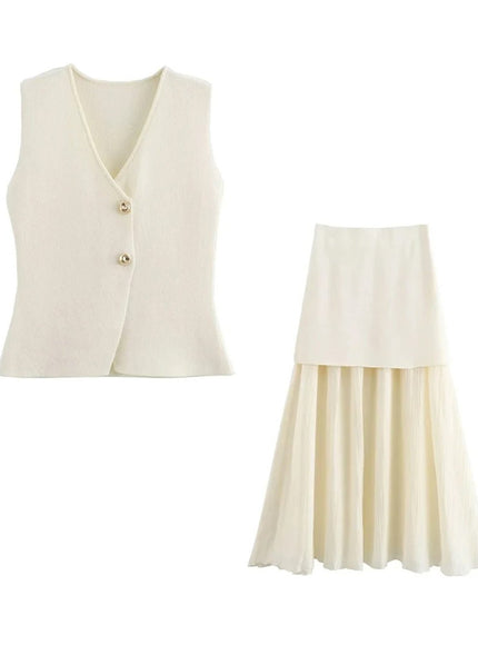 Aadhaya Golden Buttons Skirt & Top Set - Fashion Pov