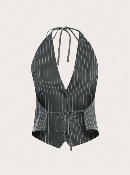 Aaleigha Backless Striped Top - Fashion Pov