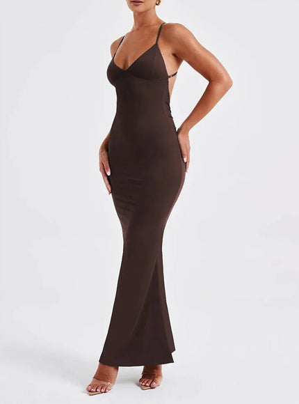 Abbey Backless Sleeveless Maxi Dress - Fashion Pov