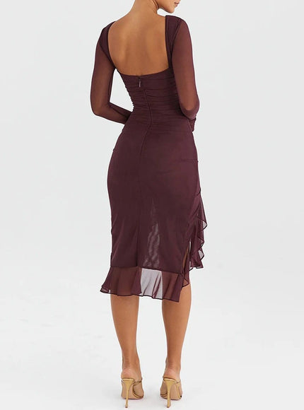 Adalynn Backless Ruffle Midi Dress - Fashion Pov
