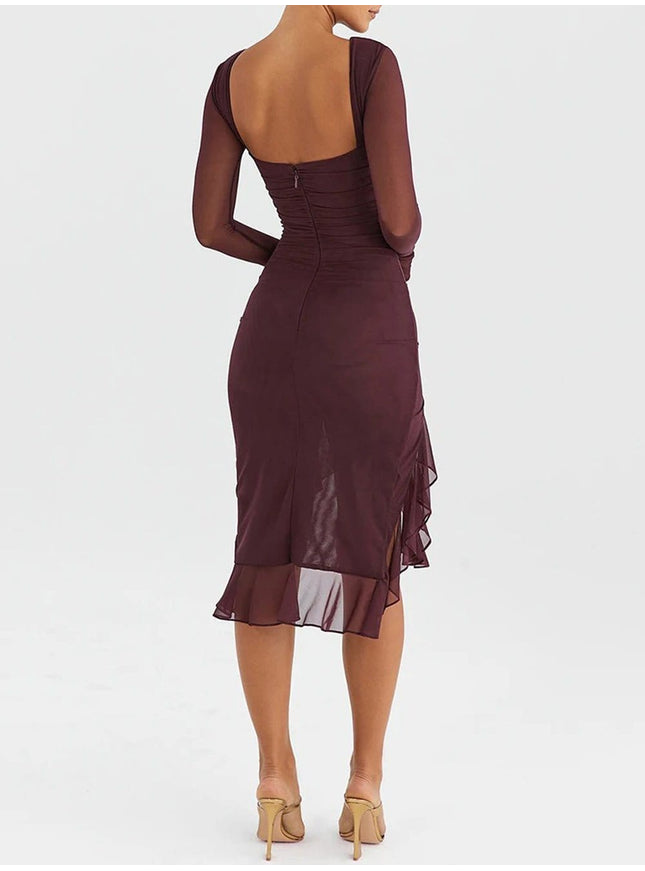 Adalynn Backless Ruffle Midi Dress - Fashion Pov