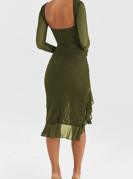Adalynn Backless Ruffle Midi Dress - Fashion Pov