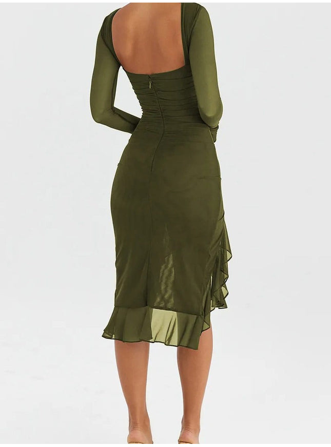 Adalynn Backless Ruffle Midi Dress - Fashion Pov