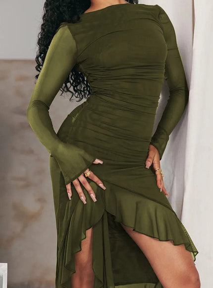 Adalynn Backless Ruffle Midi Dress - Fashion Pov