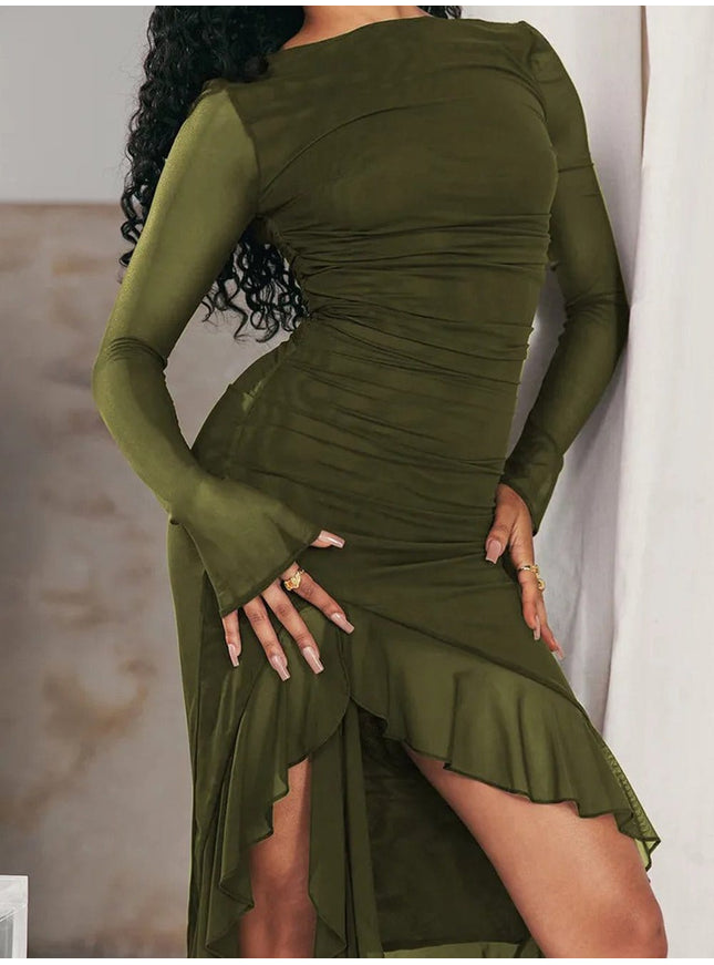 Adalynn Backless Ruffle Midi Dress - Fashion Pov