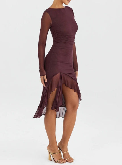 Adalynn Backless Ruffle Midi Dress - Fashion Pov