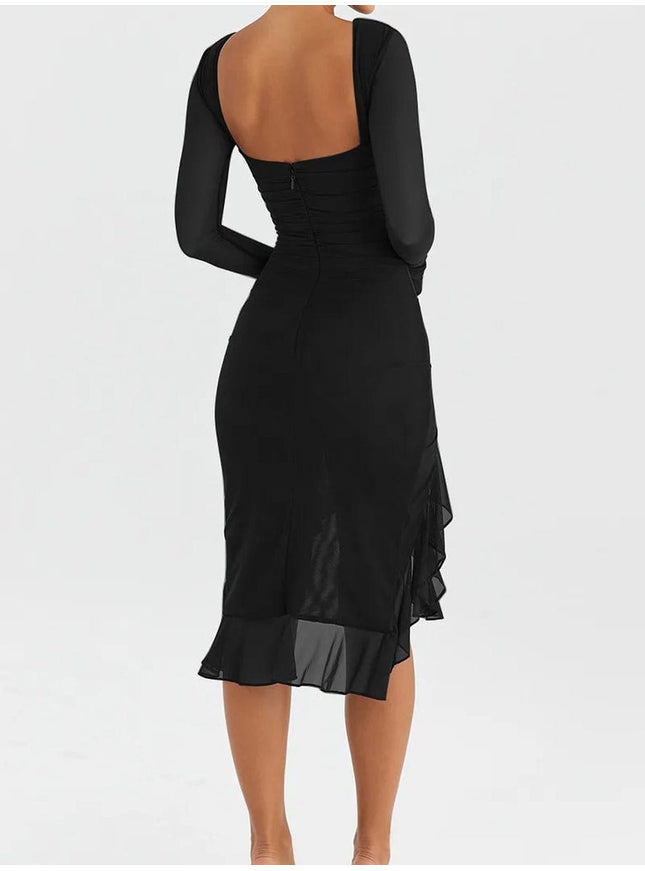 Adalynn Backless Ruffle Midi Dress - Fashion Pov