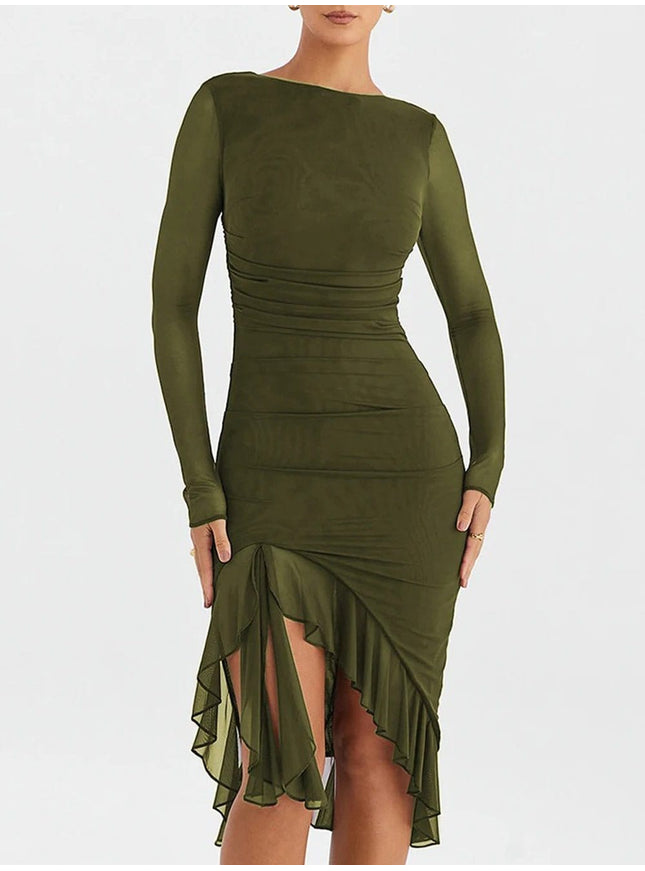 Adalynn Backless Ruffle Midi Dress - Fashion Pov