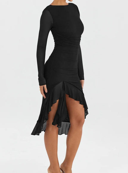 Adalynn Backless Ruffle Midi Dress - Fashion Pov