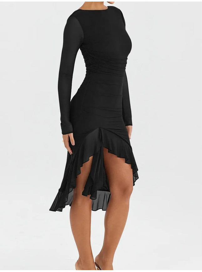 Adalynn Backless Ruffle Midi Dress - Fashion Pov
