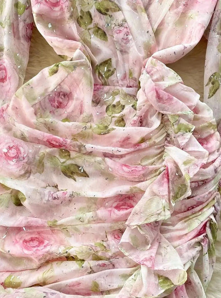 Adeline Ruffles Floral Bodycon Mini Dress - Fashion Pov