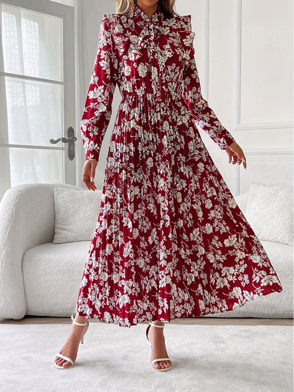 Alaia Long Sleeve Midi Dress Red / S Alaia Long Sleeve Midi Dress Red / S