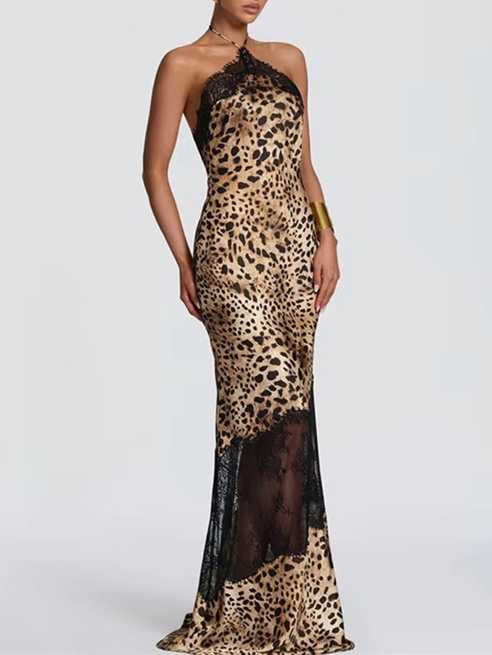 Alessia Lace Mesh Halter Maxi Dress - Fashion Pov