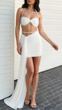 Alessia Pearl Halter Skirt Set Ivory Pearl - Fashion Pov