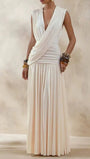 Alessia Ruched Plunge Maxi Dress - Fashion Pov