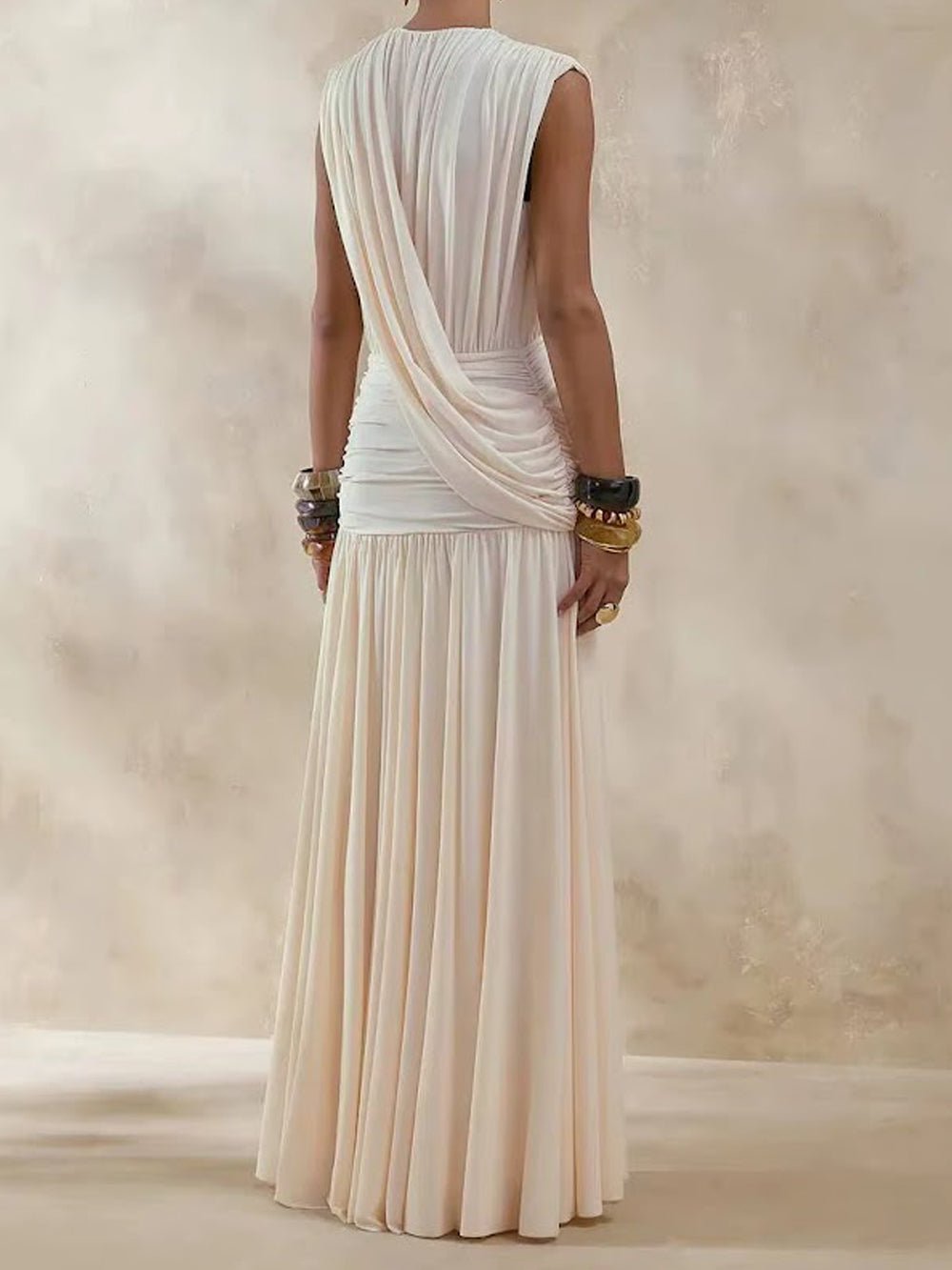 Alessia Ruched Plunge Maxi Dress - Fashion Pov