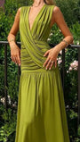 Alessia Ruched Plunge Maxi Dress - Fashion Pov