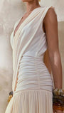Alessia Ruched Plunge Maxi Dress - Fashion Pov