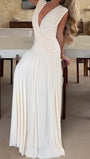 Alessia Ruched Plunge Maxi Dress - Fashion Pov