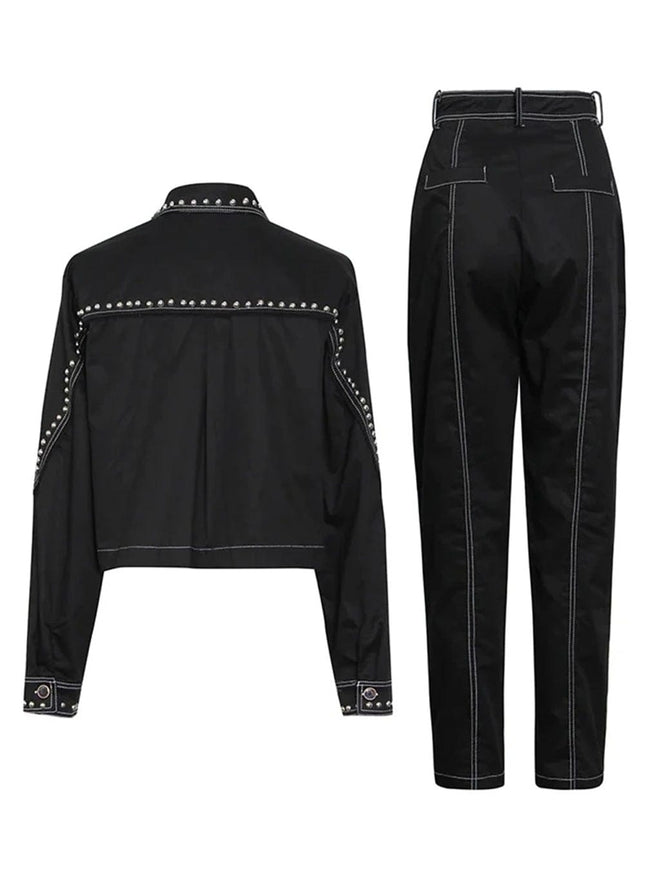 Alessia Spliced Button Top & Trouser Set - Fashion Pov
