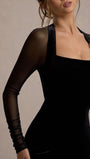 Alessia Square Neck Mesh Maxi Dress - Fashion Pov