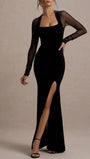 Alessia Square Neck Mesh Maxi Dress - Fashion Pov
