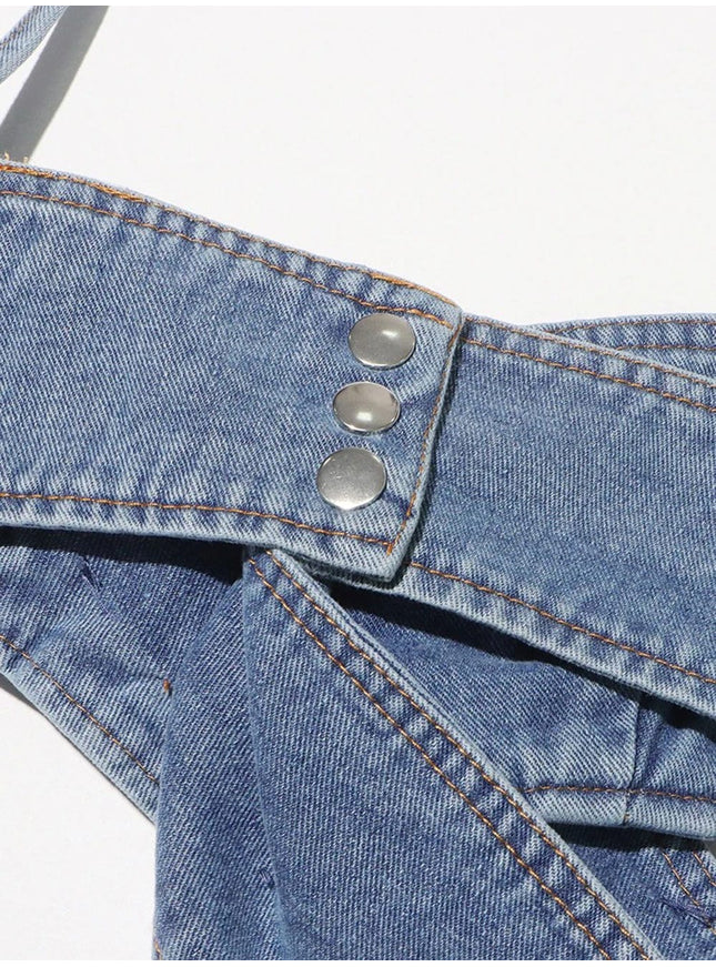 Alexia Hollow Out Denim Tank Top - Fashion Pov