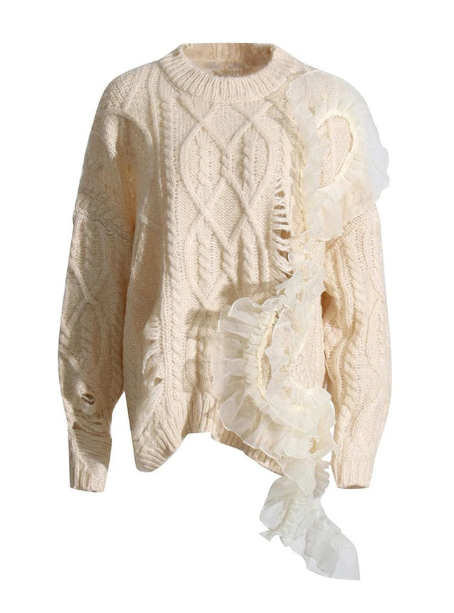 Alishah Mesh Loose Knitting Hollow Out Sweater - Fashion Pov