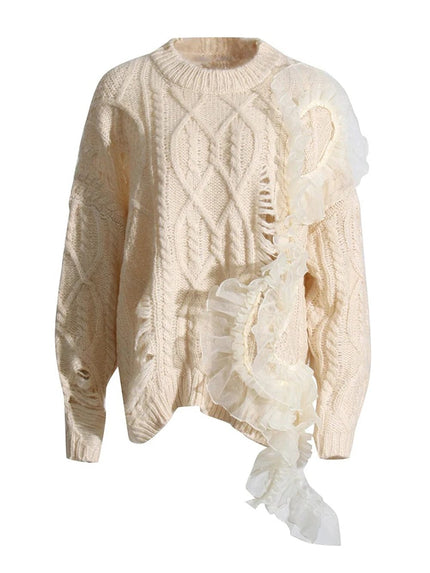 Alishah Mesh Loose Knitting Hollow Out Sweater - Fashion Pov