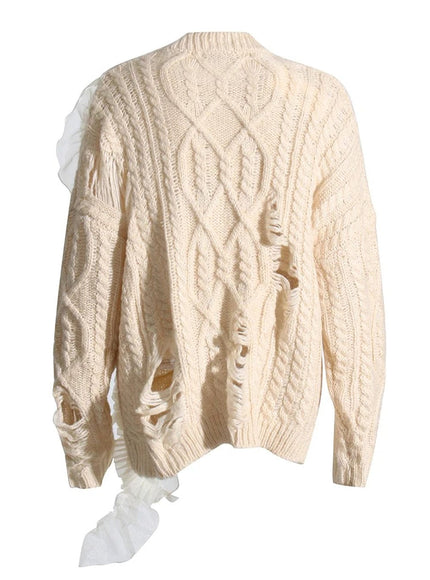 Alishah Mesh Loose Knitting Hollow Out Sweater - Fashion Pov