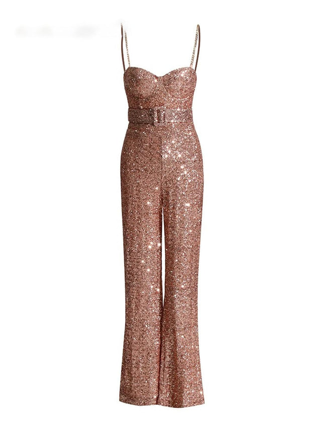 Alisyn Collar Sleeveless Sequin Jumpsuit - Fashion Pov