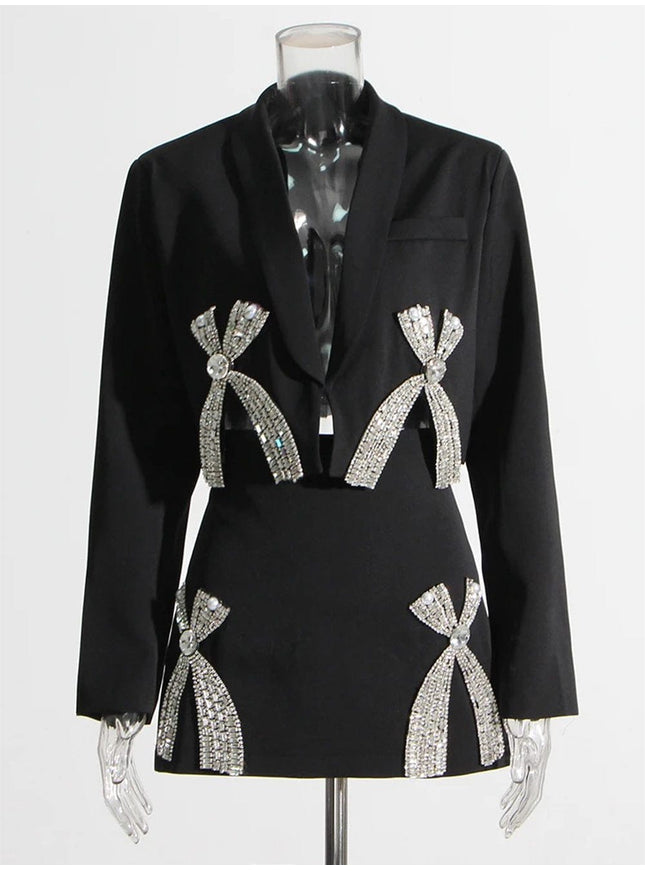 Aliza Spliced Diamond Top & Skirt Set - Fashion Pov