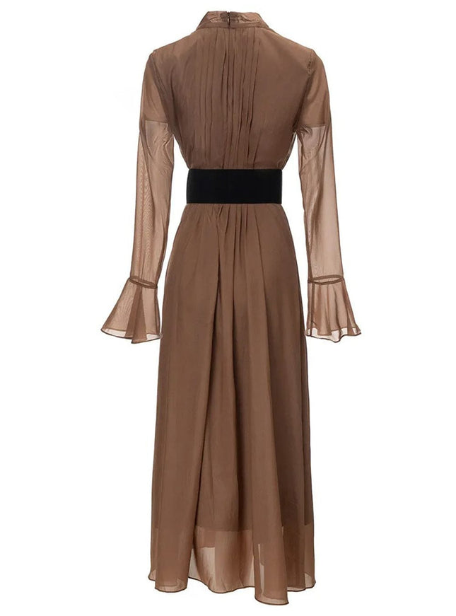 Allison Belt Splice Midi Dress - Fashion Pov