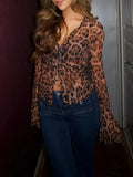 Alyssa Leopard Mesh Chiffon Top - Fashion Pov