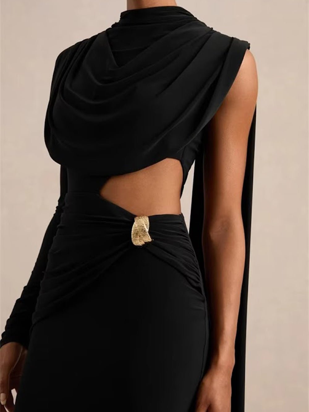 Amara Cutout Draped Maxi Dress - Fashion Pov