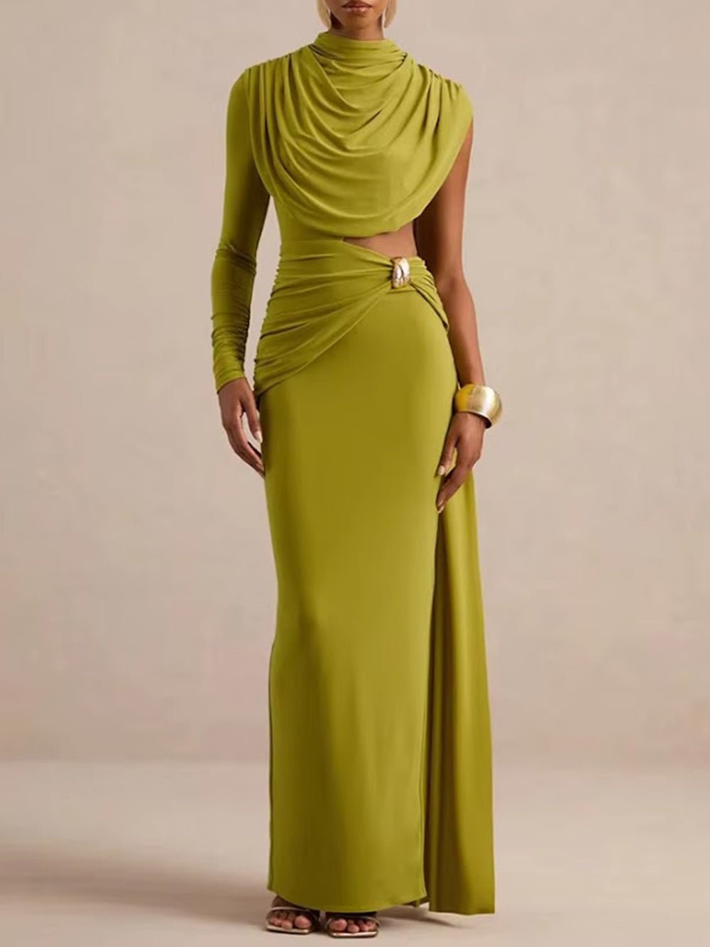 Amara Cutout Draped Maxi Dress - Fashion Pov