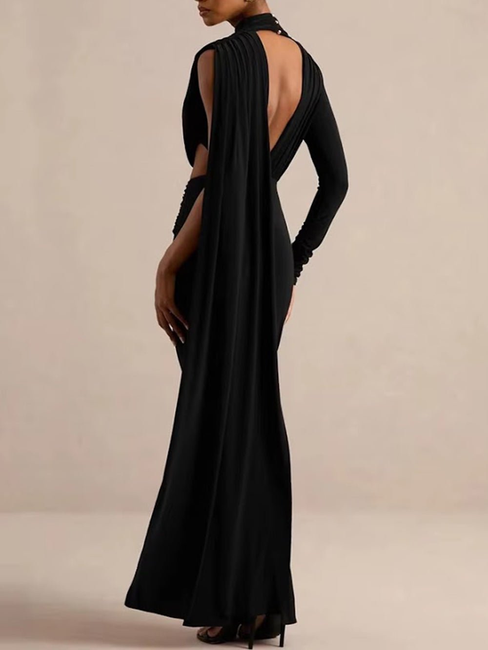 Amara Cutout Draped Maxi Dress - Fashion Pov