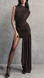 Amara Draped Asymmetric Mini Dress - Fashion Pov