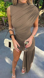 Amara Draped Asymmetric Mini Dress - Fashion Pov